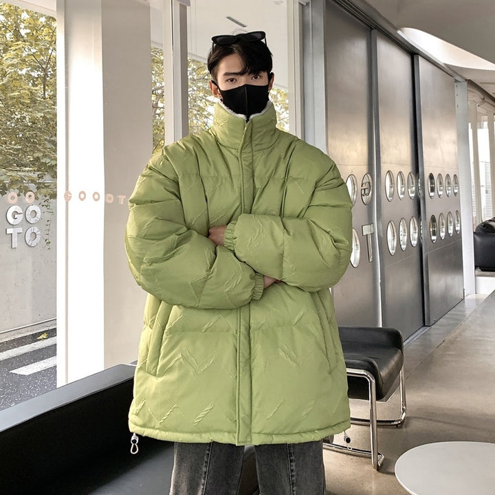 Herren Übergroße Pufferjacke mit hohen Kragen und elastischen Bündchen Echoarchiv