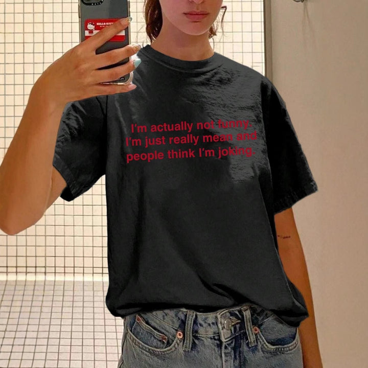 Damen Statement T-Shirt mit humorvollem Schriftzug Echo Archiv