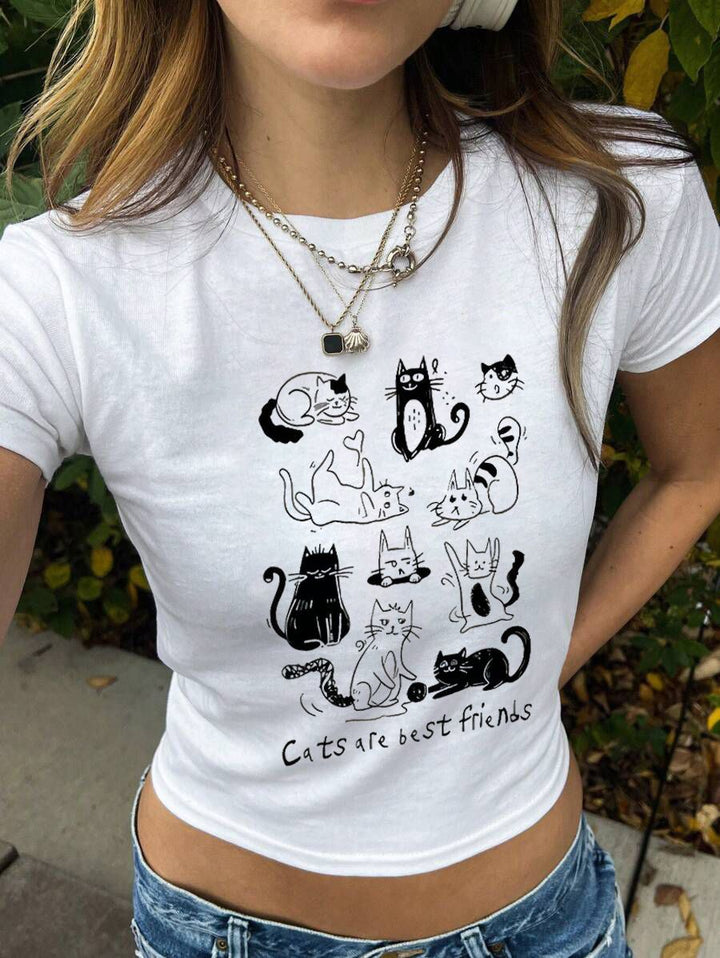 Damen Kurzarm T-Shirt mit auffälligem Motorrad-Design Echo Archiv