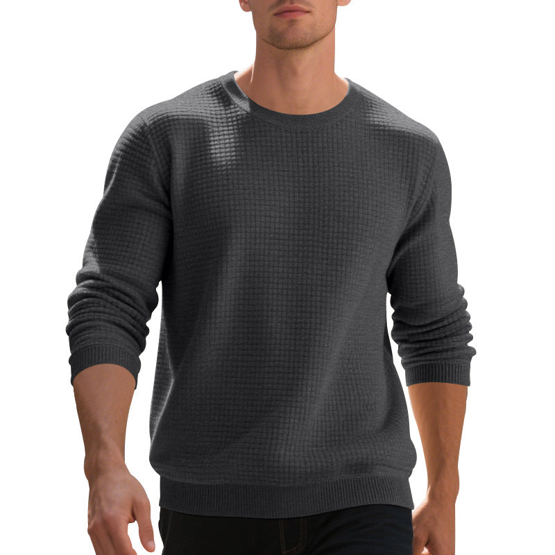 Herren strukturiertes Rundhals-Sweater aus weichem Baumwollmix Echoarchiv