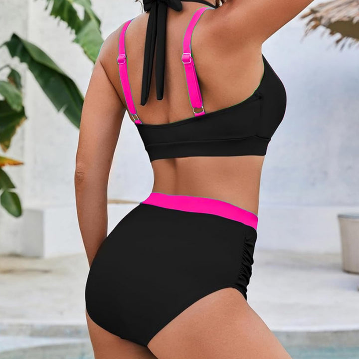 Damen Sportliches Hochbund-Bikini-Set mit asymmetrischem Schnitt Echo Archiv