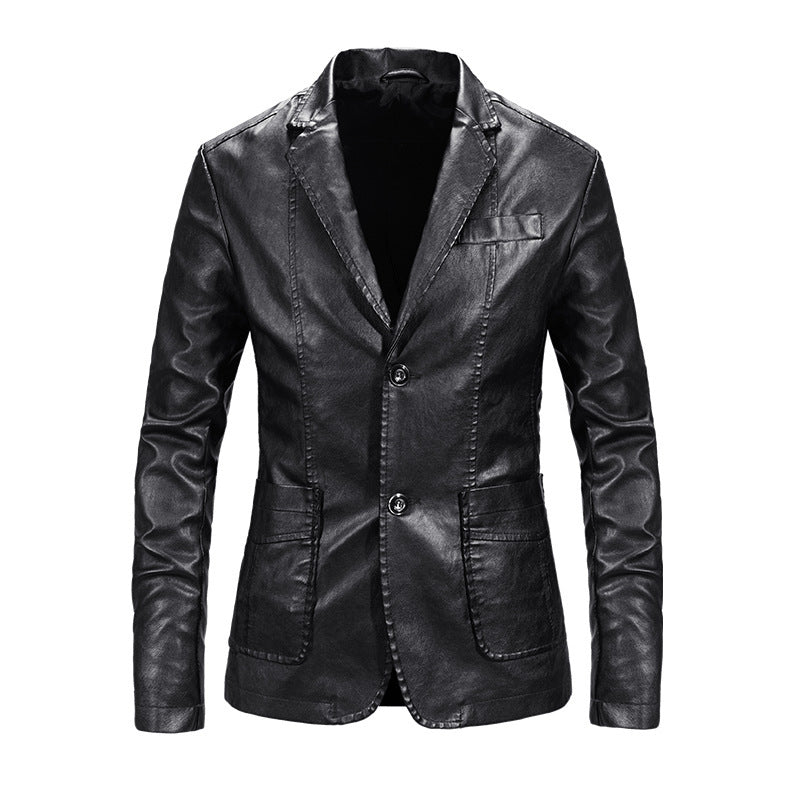 Herren elegante Kunstlederjacke mit modernem Schnitt und praktischen Taschen Echoarchiv