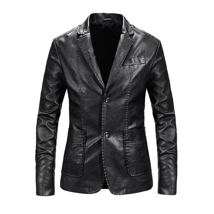 Herren elegante Kunstlederjacke mit modernem Schnitt und praktischen Taschen Echoarchiv