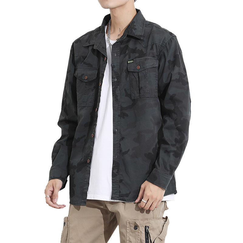 Herren Camouflage-Fieldshirtjacke aus leichtem Baumwoll-Twill mit Brusttaschen Echo Archiv