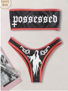 Damen Bandeau Bikini-Set mit auffälligem Grafikdruck Echo Archiv