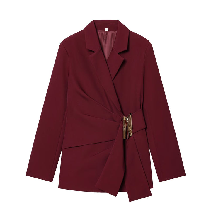 Damen Zweiteiliges Wickelblazer- und Palazzo-Anzugset mit Ziergürtel Echo Archiv