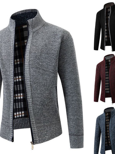 Herren modische Strickjacke mit innovativer Struktur und warmem Futter Echoarchiv