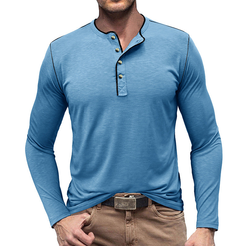 Herren Langarm-Henley-Shirt mit modischen Details und bequemer Passform Echoarchiv