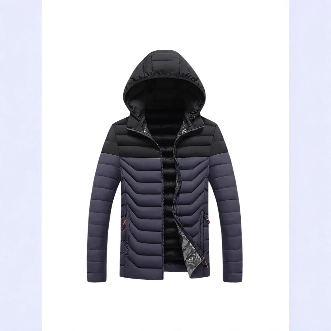 Herren Ultraleichte gesteppte Kapuzenjacke mit Chevron-Steppung, winddichter Außenlage und Thermofutter Echoarchiv