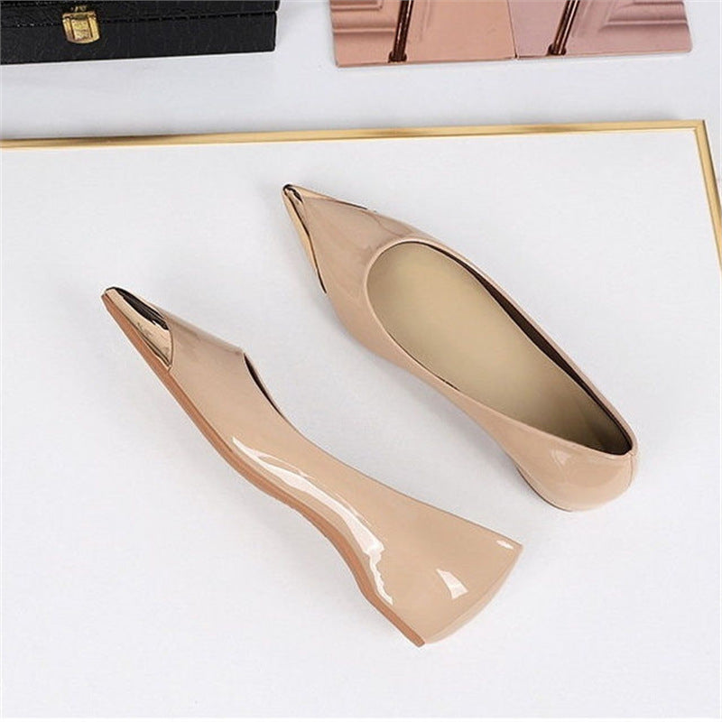 Damen Spitz zulaufende Ballerinas mit Leopardenmuster und metallischer Zehenkappe – Lioré