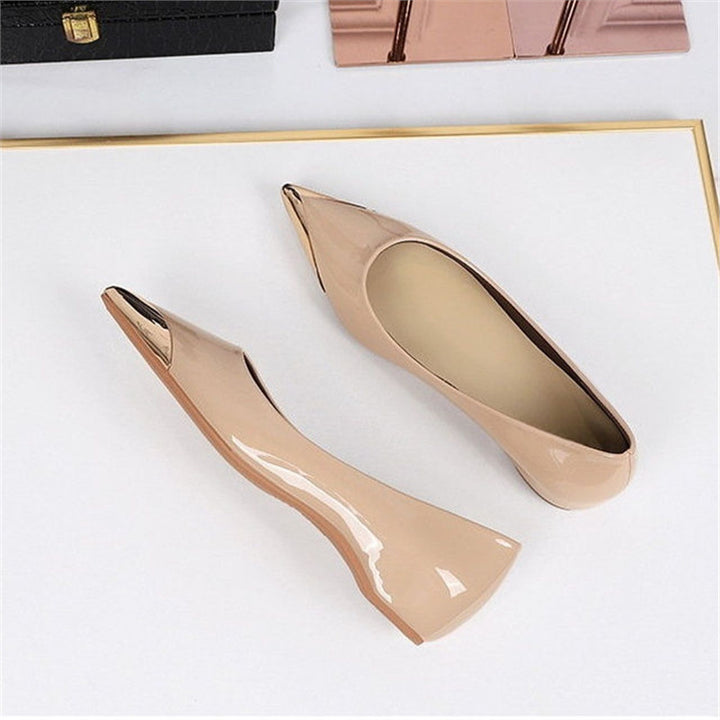 Damen Spitz zulaufende Ballerinas mit Leopardenmuster und metallischer Zehenkappe – Lioré