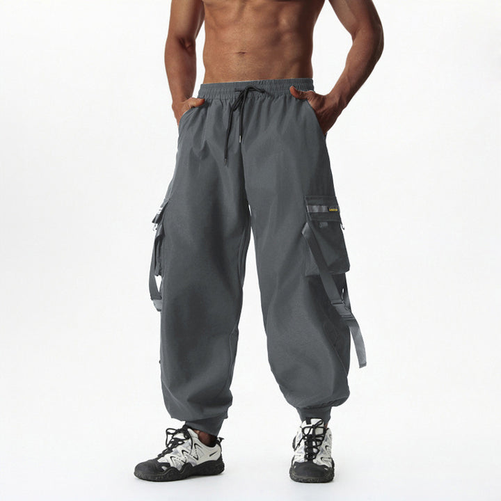 Herren Utility-Cargo-Jogginghose mit Tunnelzug, Beinschnallen & Mehrfachtaschen Echo Archiv