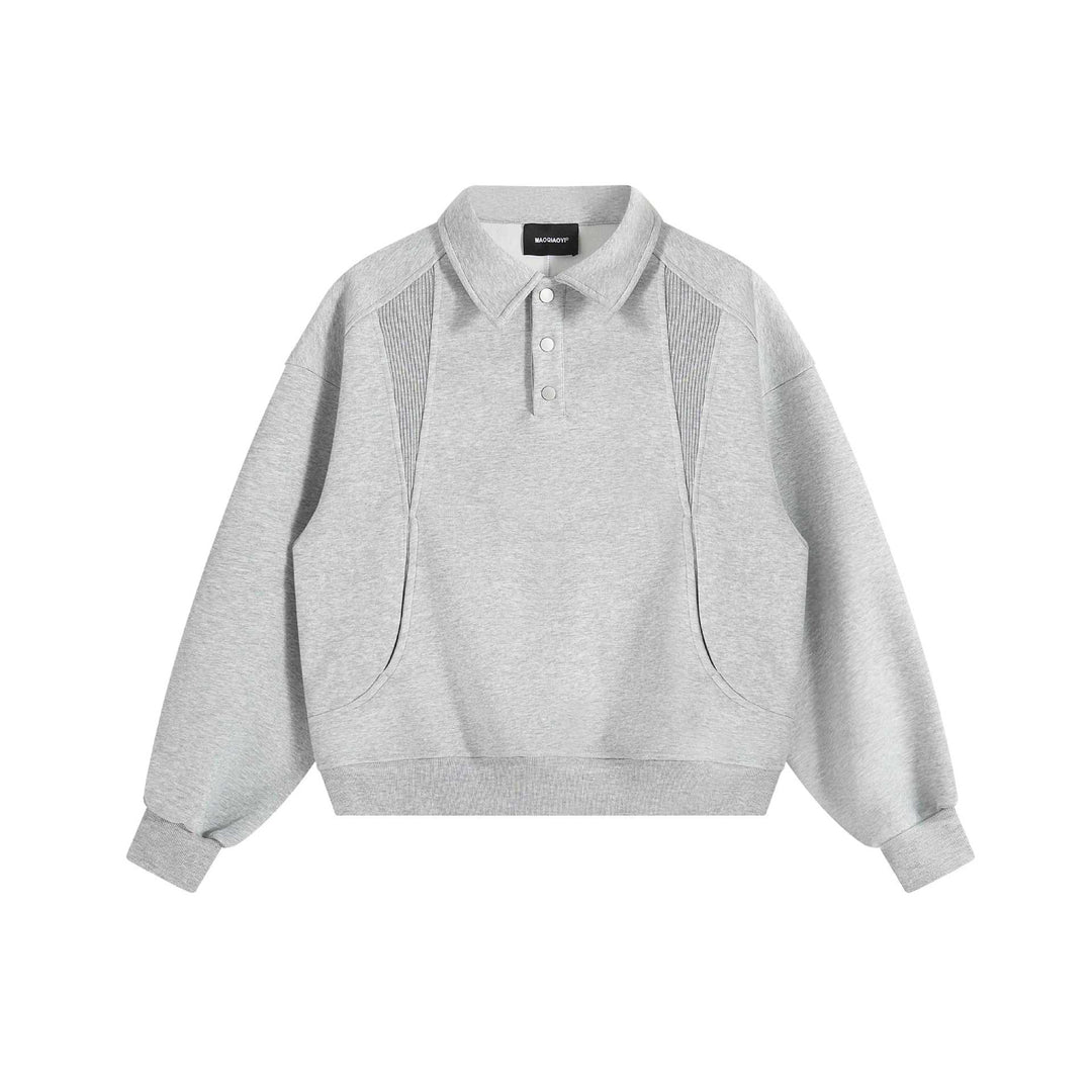 Unisex Poloshirt-Sweatshirt mit Kentkragen, Druckknopf‑Halbleiste und Kängurutasche Echoarchiv