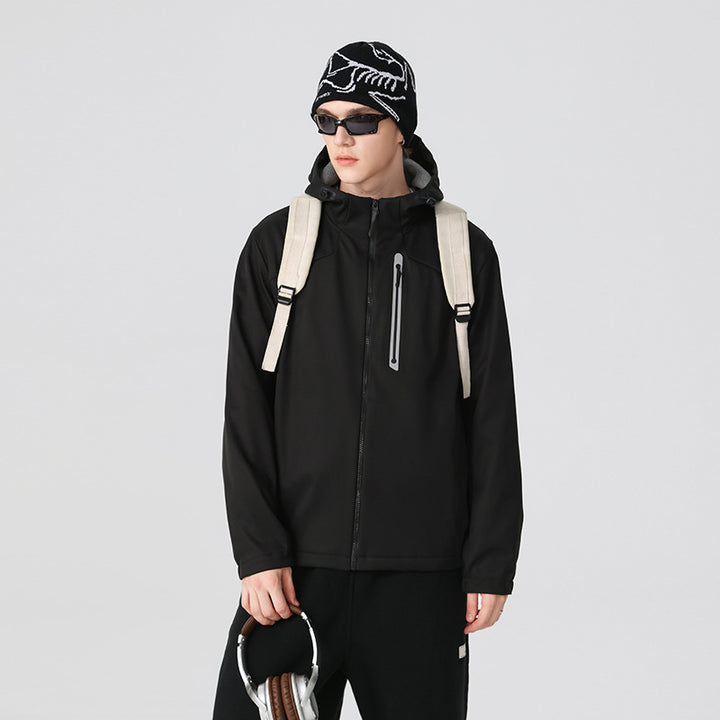 Herren Wasserdichte Softshell-Outdoorjacke mit verstellbarer Kapuze, verschweißten Reißverschlüssen und reflektierender Brusttasche Echo Archiv