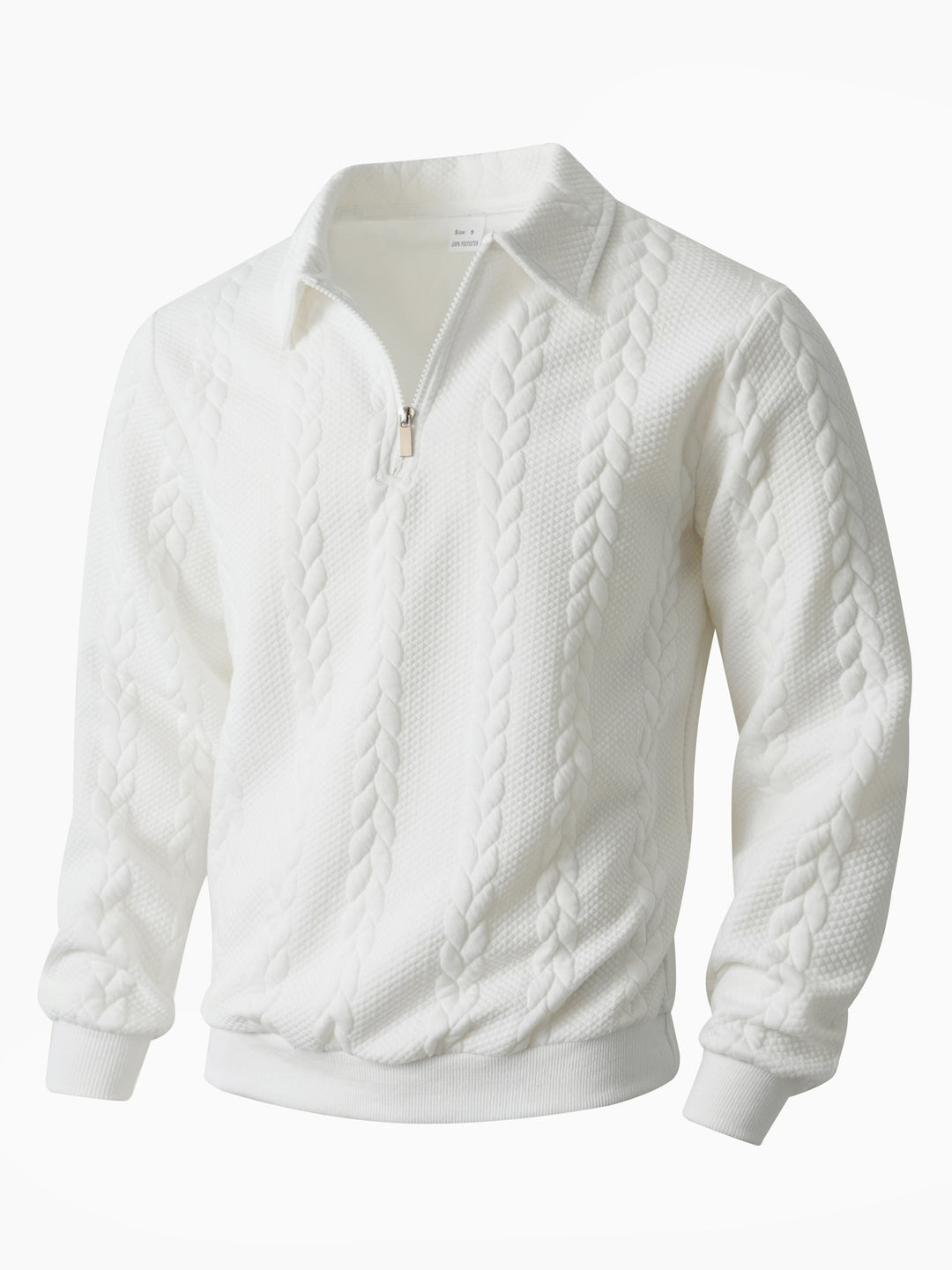 Herren nan Halbzip-Pullover mit Kentkragen, Zopfstrickstruktur und geripptem Saum Echo Archiv