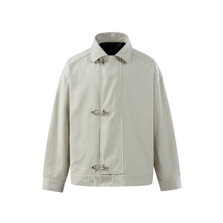 Herren Oversize Canvas-Jacke mit markanten Metallhakenverschlüssen Echoarchiv