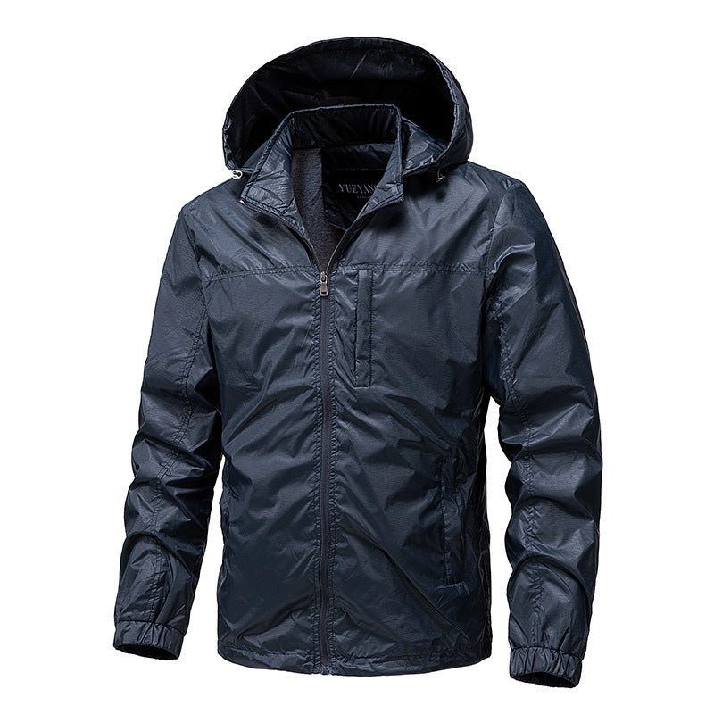 Herren Leichte wasserabweisende Kapuzen‑Windjacke mit Thermofutter & Brusttasche Echoarchiv