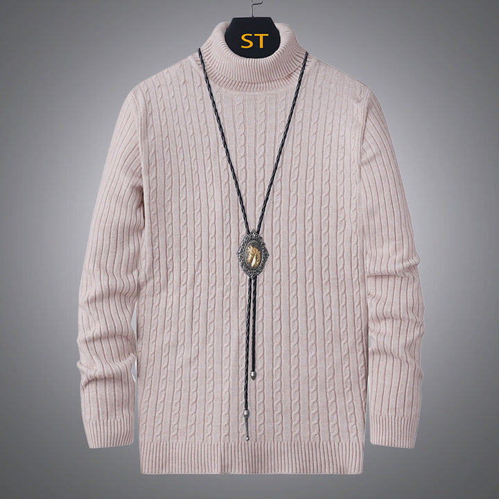 Herren Rollkragenpullover mit strukturiertem Zopfmuster Echoarchiv
