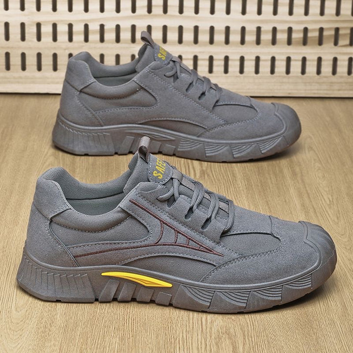 Herren Robust-gepolsterter Retro-Trail-Sneaker aus Velours- und Mesh-Mix mit auffälliger Profillaufsohle Echoarhiv