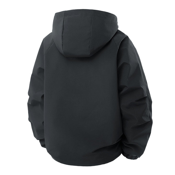 Herren Minimalistischer Tech-Softshell-Parka mit Kapuze, verdecktem Reißverschluss und Cargo-Brusttaschen Echo Archiv