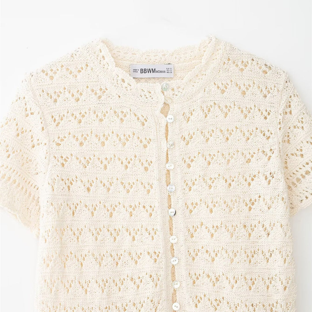 Damen feine Kurzarm-Bluse mit romantischem Spitzenmuster Echo Archiv