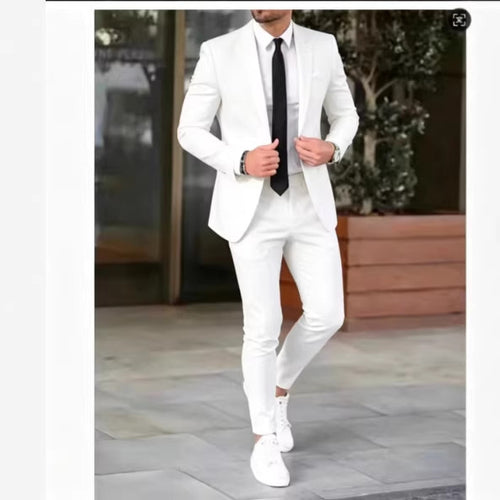 Herren nan tailliertes Anzugset aus leichtem Stretch-Twill mit Ein-Knopf-Sakko und Flat-Front-Hose Echo Archiv
