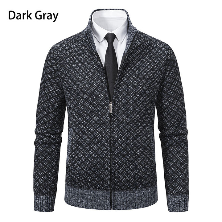 Herren nan gemusterte Strickjacke mit Stehkragen und durchgehendem Reißverschluss Echo Archiv