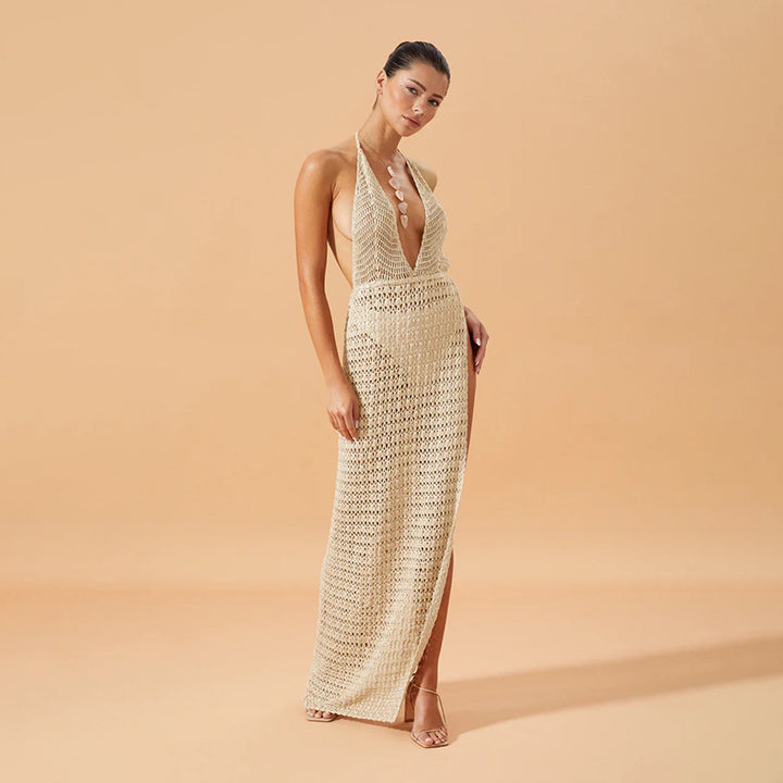 Damen figurbetontes Netzkleid mit raffiniertem Muster Echo Archiv