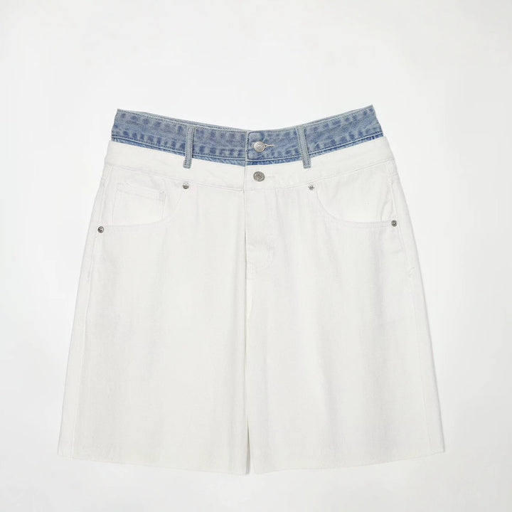 Damen Weitgeschnittene hochtaillierte Jeans mit Kontrast-Denimbund Echo Archiv