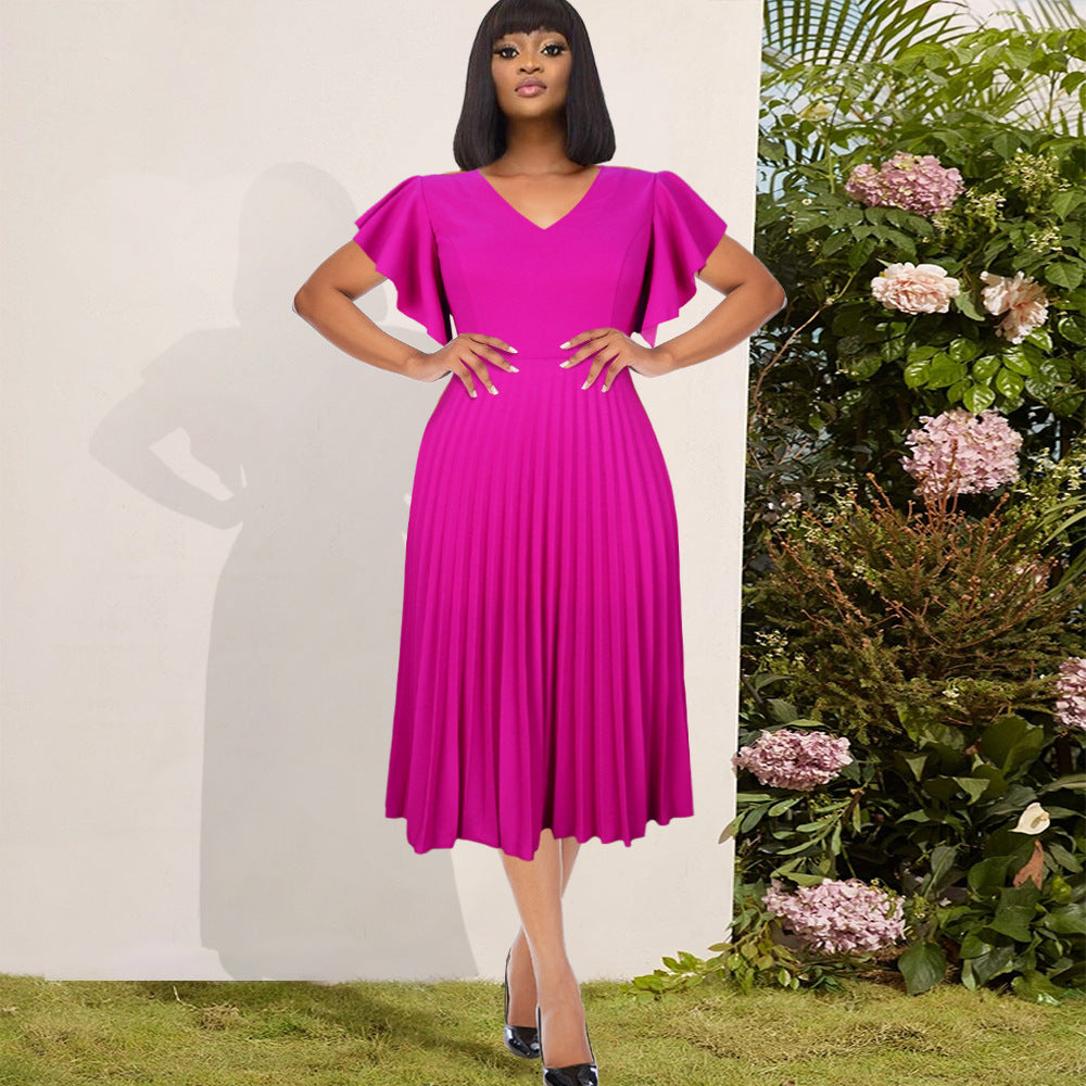 Damen Plisseekleid mit voluminösen Flügelärmeln Echo Archiv