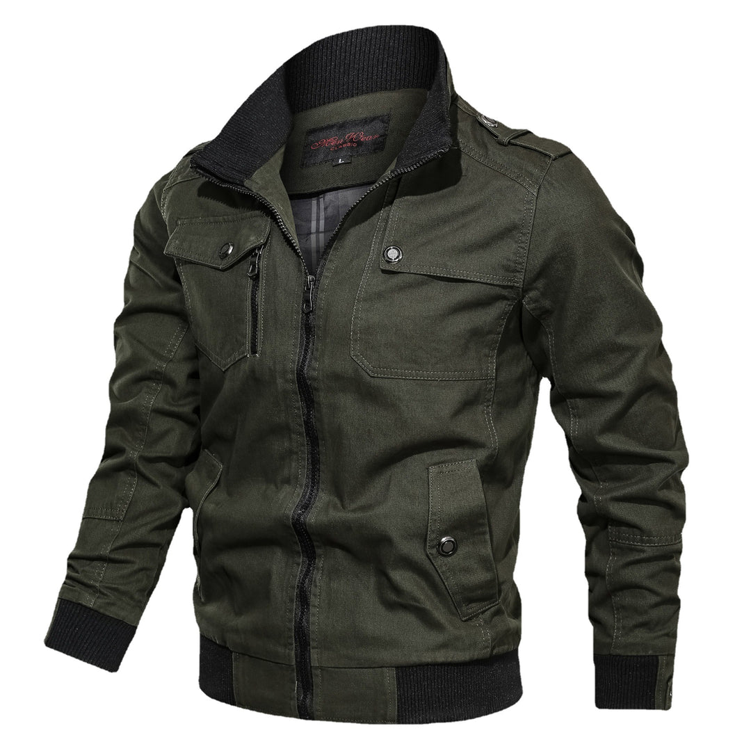 Herren Canvas-Fieldblouson im Aviatorstil mit Rippsaum und Pattentaschen – Taviero