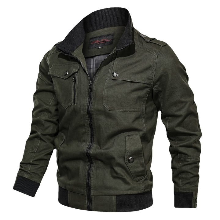 Herren Canvas-Fieldblouson im Aviatorstil mit Rippsaum und Pattentaschen – Taviero