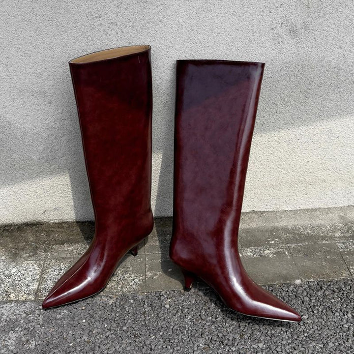 Damen spitz zulaufende Stiefelette mit sculpted Kitten-Absatz und mid-calf Schaft Echo Archiv