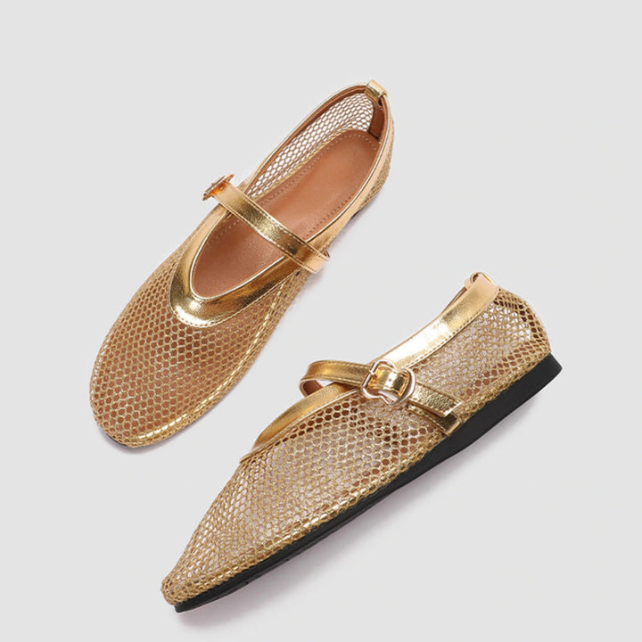 Damen Ballerinas mit elegantem Netzdesign und modischem Riemen Echoarchiv