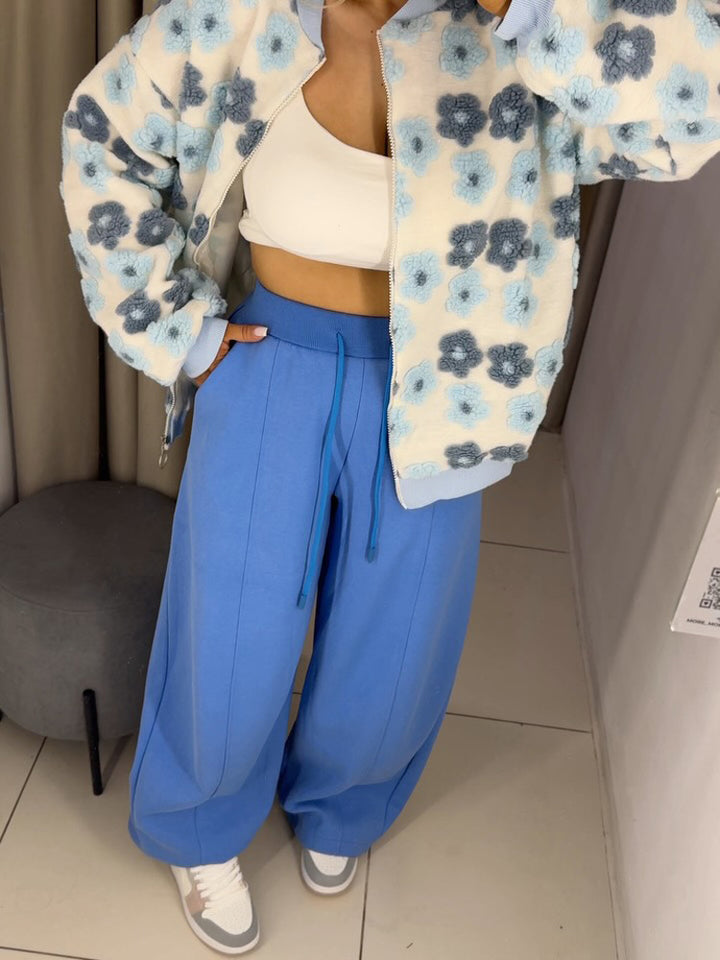 Damen Weite High‑Waist Sweatpants mit Bundkordel, Bügelfalte & Eingrifftaschen Echoarchiv