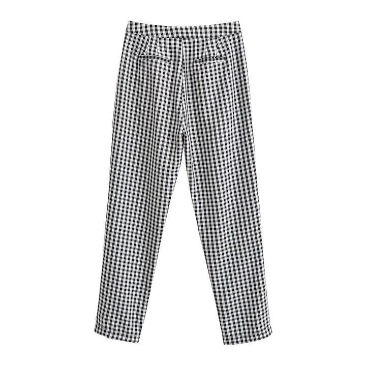 Damen karierten Hose mit lockerem Schnitt Echo Archiv