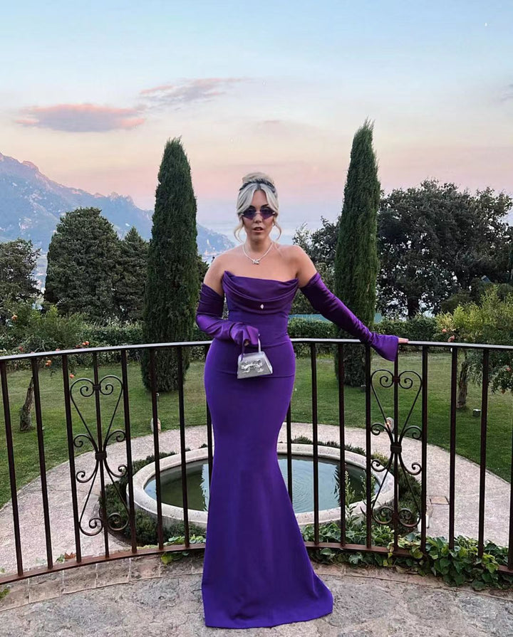 Damen Elegantes Meerjungfrau-Kleid mit schulterfreiem Design und langen Ärmeln Echo Archiv