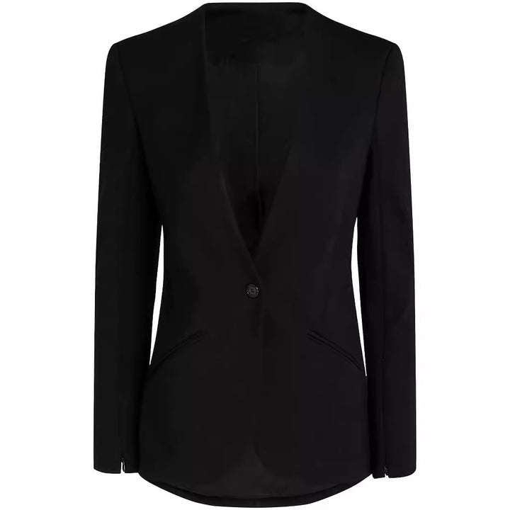 Damen Cape-Ärmel Tailoring-Blazer mit taillierter Silhouette und ausgestellter Hose mit Beinschlitz Echoarchiv