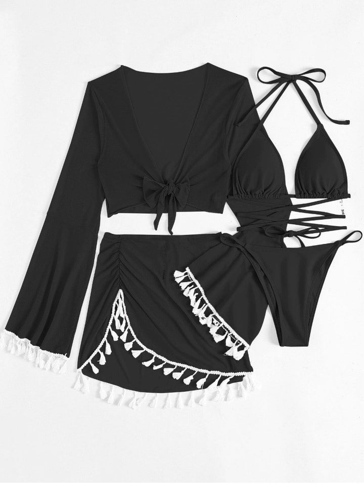 Damen Bikiniset mit elegantem Wickeloberteil und hohem Taillenrock Echo Archiv