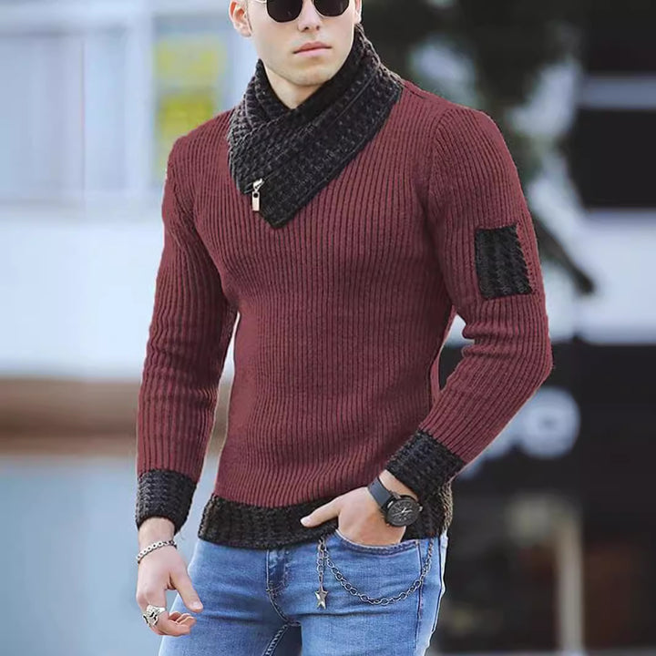 Herren strukturierter Pullover mit modernem Stehkragen Echoarchiv