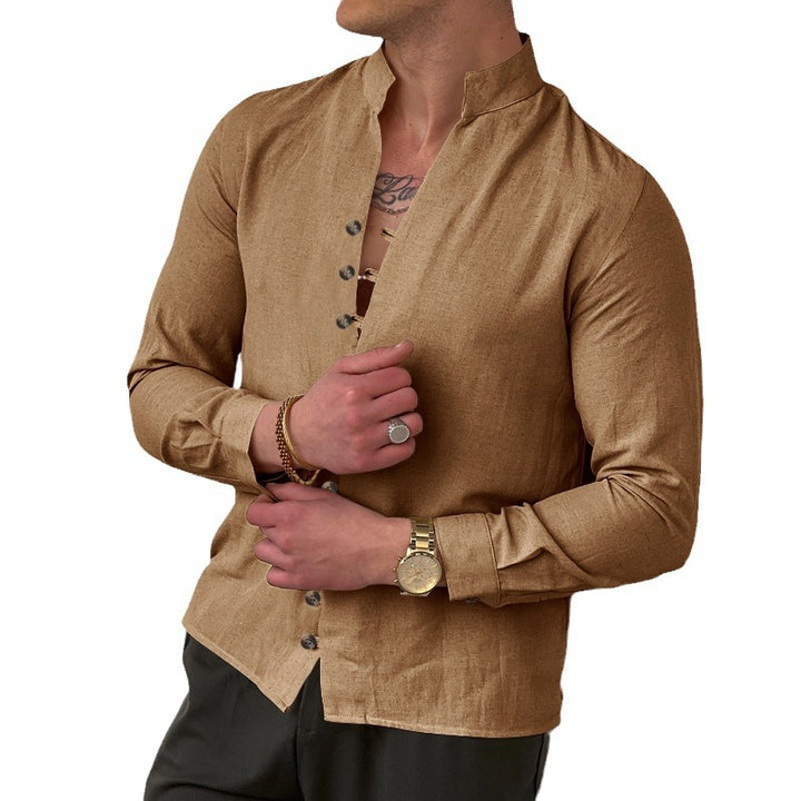 Herren Elegantes Langarmhemd mit Knopfleiste Echoarchiv