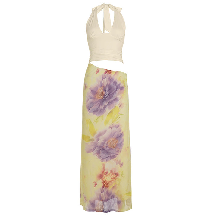 Damen Maxikleid mit floralem Design und verstellbarem Halterträger Echo Archiv