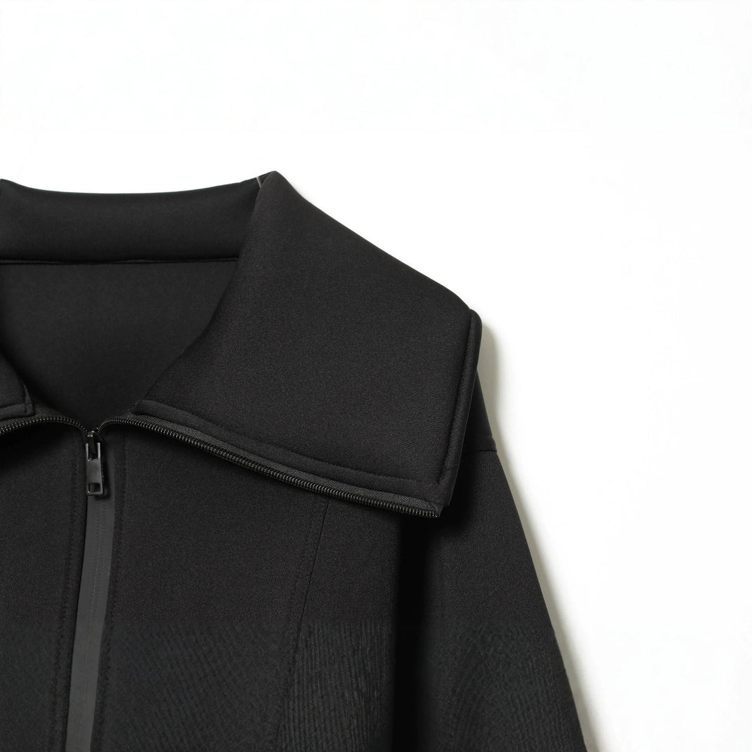 Damen Gekürzte strukturierte Jacke im Neopren‑Look mit weitem Schalkragen Echo Archiv
