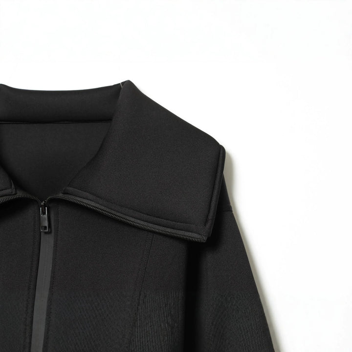Damen Gekürzte strukturierte Jacke im Neopren‑Look mit weitem Schalkragen Echo Archiv