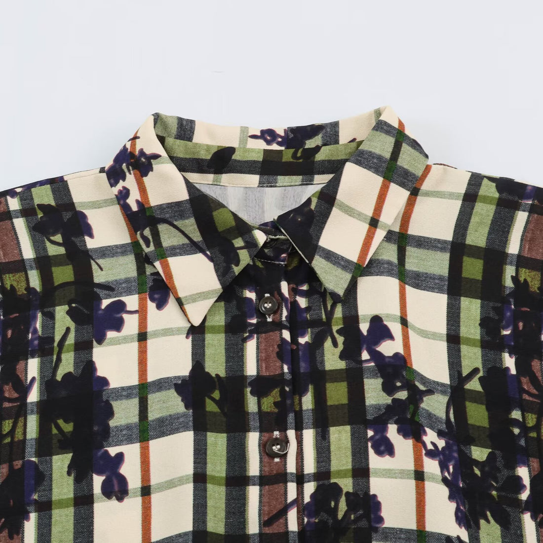 Damen Hemdblusenkleid mit Karomuster und Blumenprint samt taillierendem Gürtel Echoarchiv
