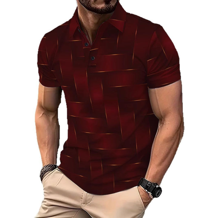 Herren Kurzarm Poloshirt mit modernem Wellenmuster und atmungsaktiven Eigenschaften Echoarchiv