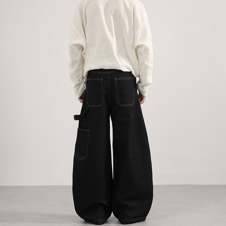 Herren Weit geschnittene Carpenter‑Denim‑Palazzohose mit markanten Nahtpaneelen Echo Archiv