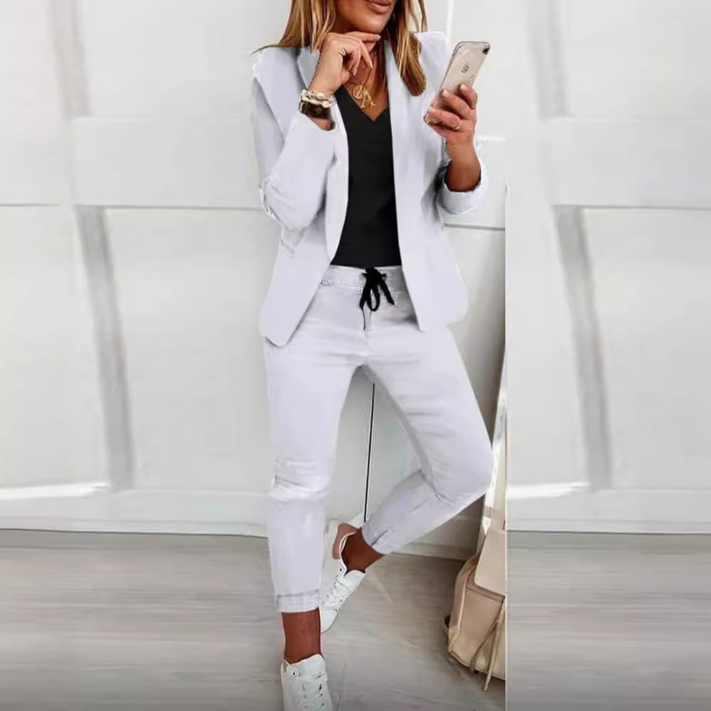 Damen nan zweiteiliges Blazer-Jogger-Set mit tailliertem Blazer und elastischer Bundhose Echo Archiv