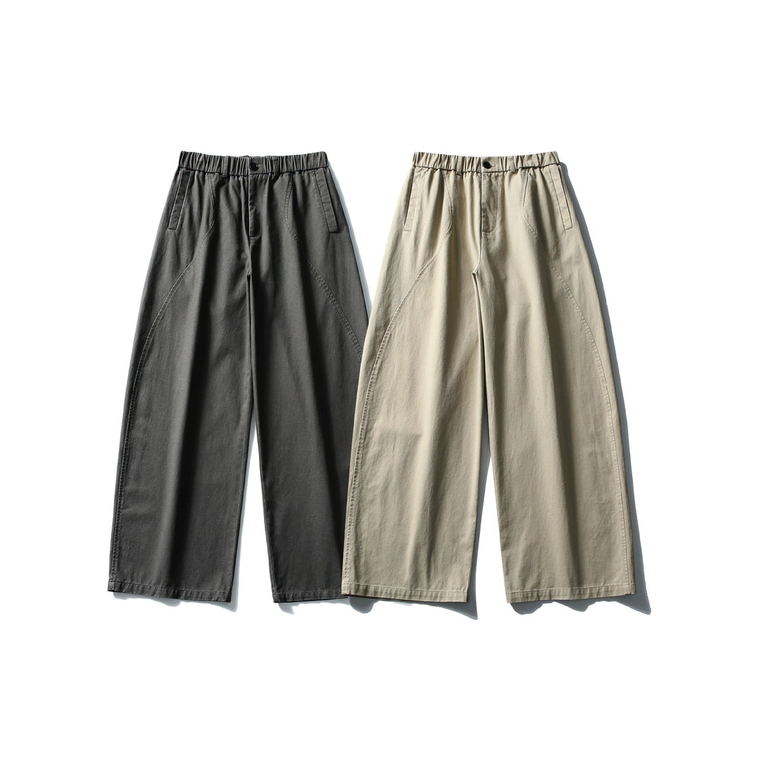 Damen Weite Cropped-Hose mit elastischem Bund und dekorativen Nahtpasse Echoarchiv