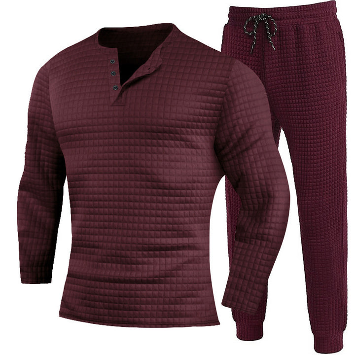 Herren Dreiteiliges Set mit strukturiertem Langarmshirt und Jogginghose Echoarchiv